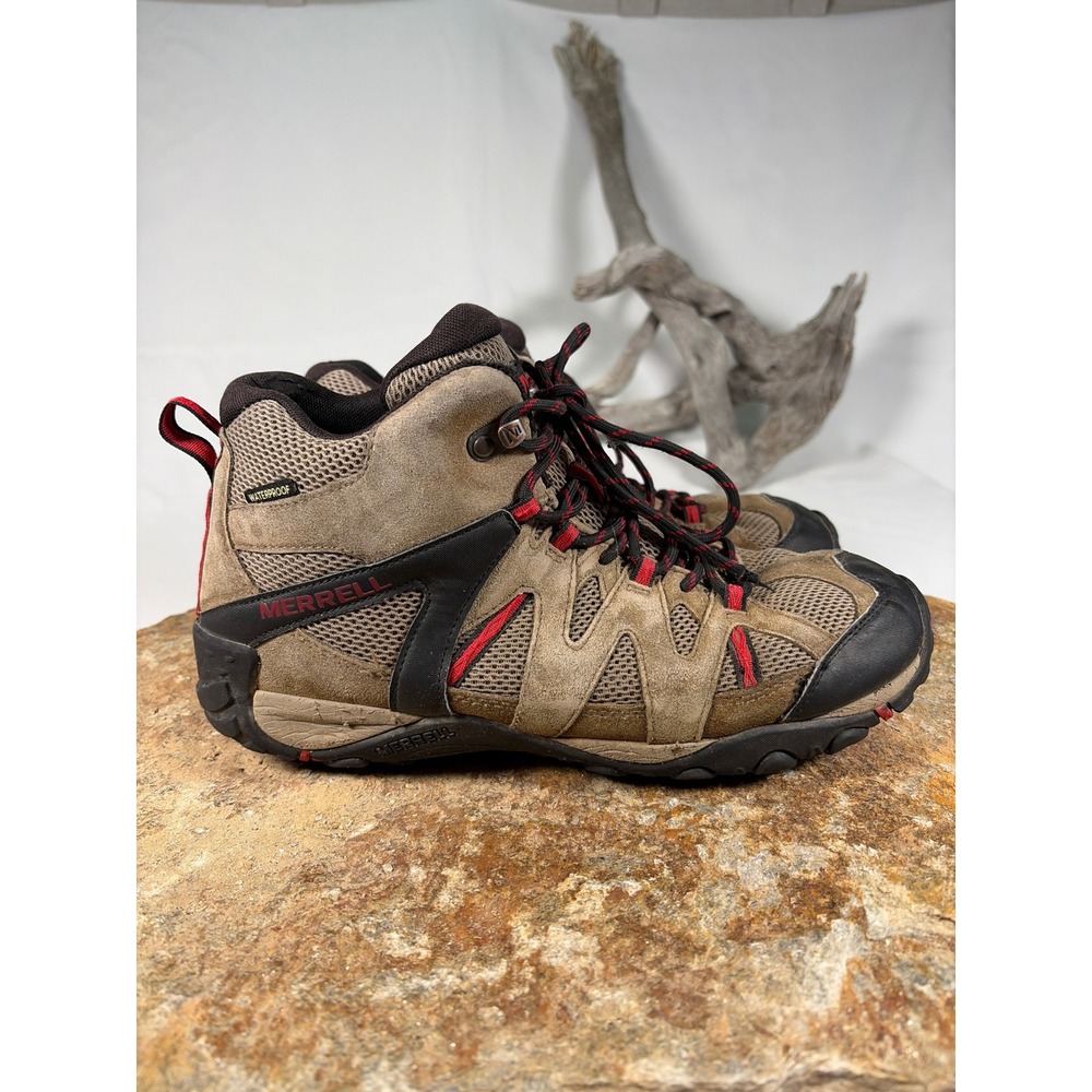 Merrell Mens Waterproof Hiking Boots Boulder Fiery Red J035433 Size 9.5